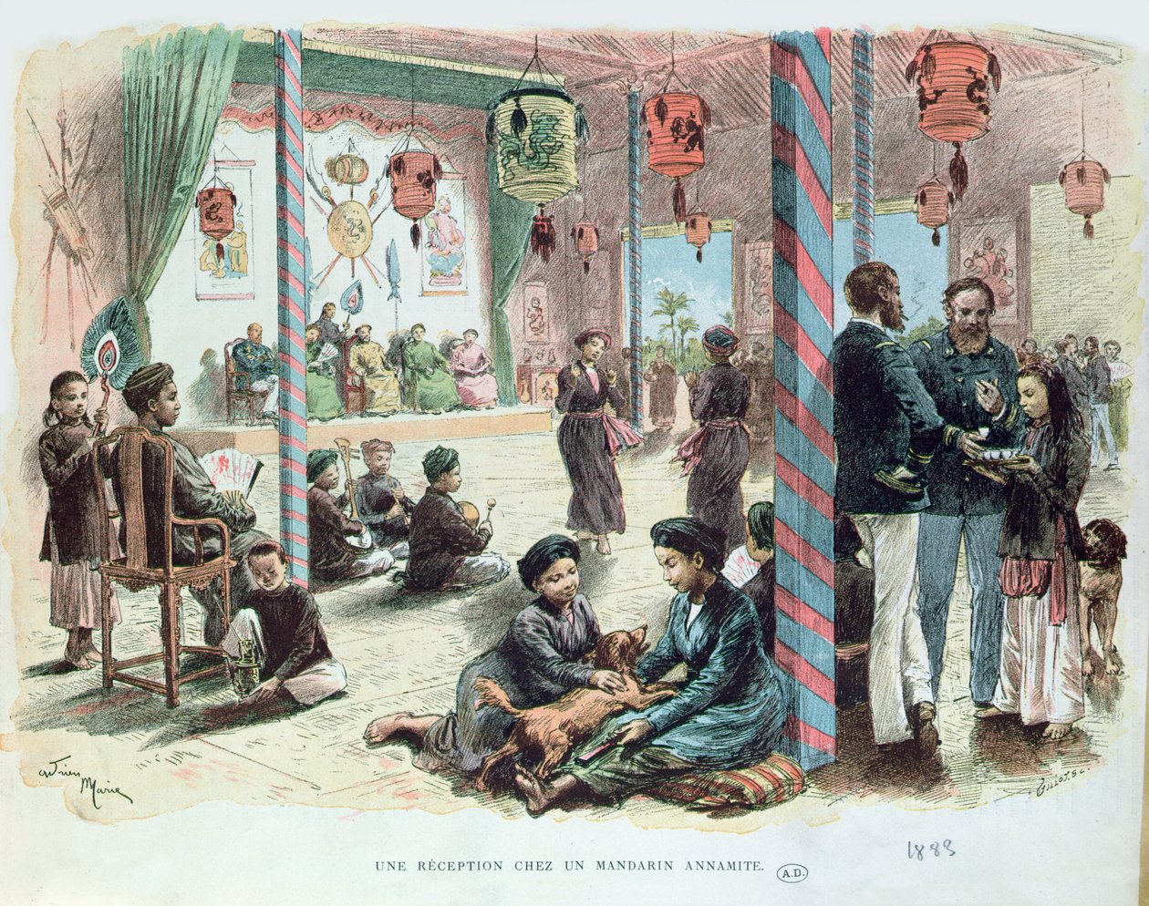 Fogadás egy Annamite Mandarin házában Tonkinban, Francia Indo-Kínában 1883 alkotó: Adrien Emmanuel Marie