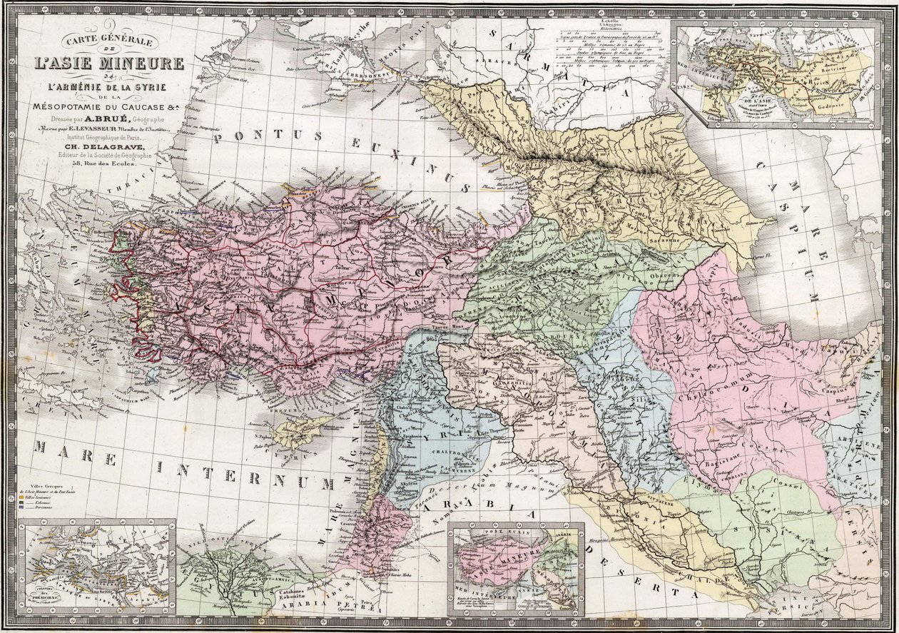 Kis -Ázsia, Örményország, Szíria, Mezopotámia, Kaukázus és A. általános térképe alkotó: Adrien Hubert Brué