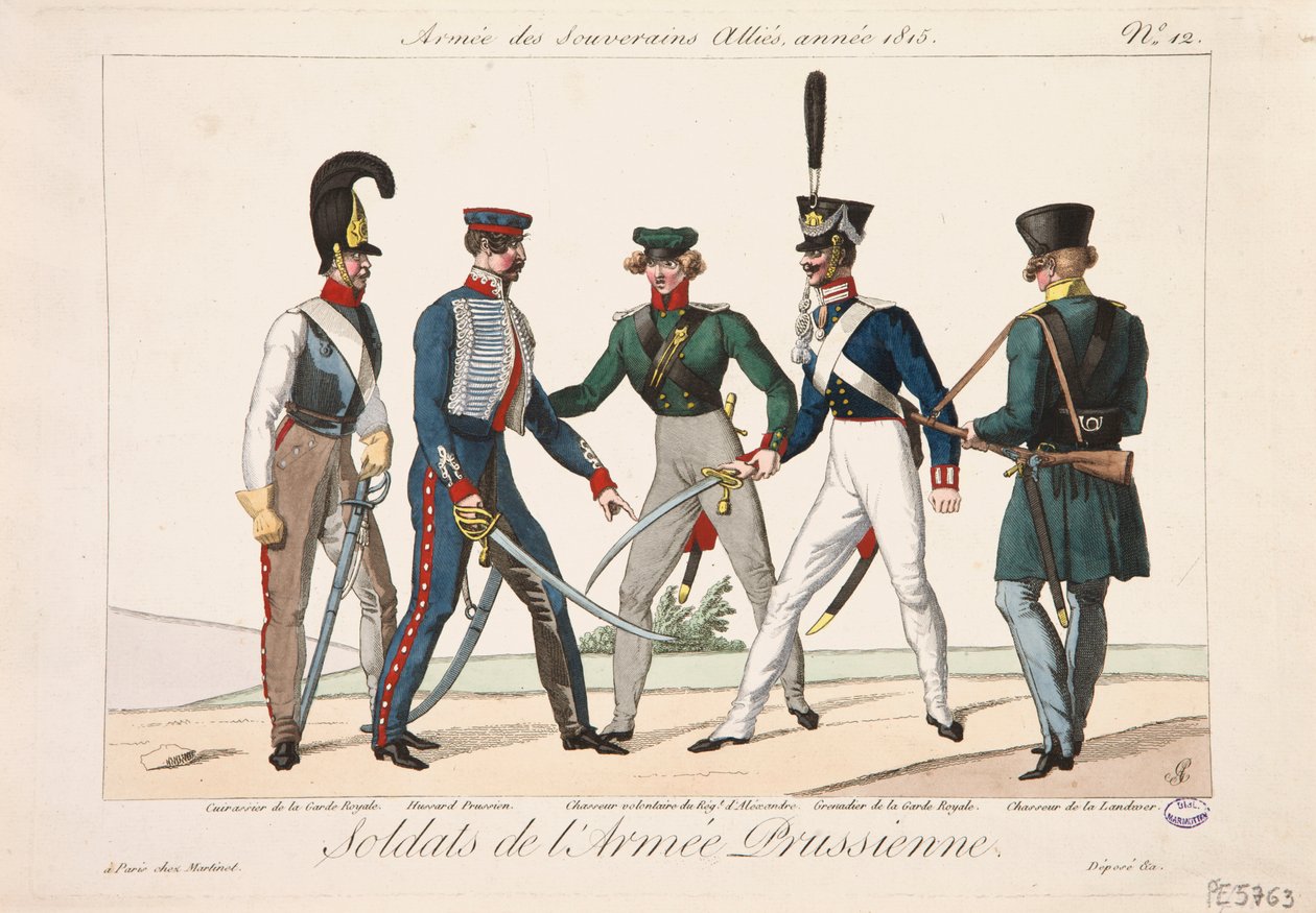 A porosz hadsereg katonái, a szövetséges uralkodók hadserege, 1815 alkotó: Adrien Pierre Francois Godefroy