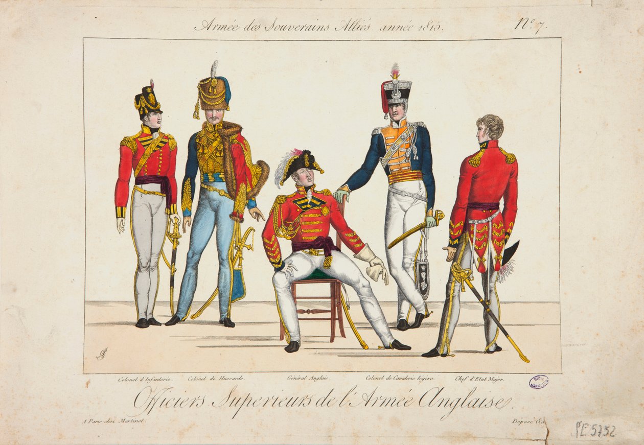 Az angol hadsereg felső tisztjei, szövetséges uralkodók hadserege, 1815 alkotó: Adrien Pierre Francois Godefroy