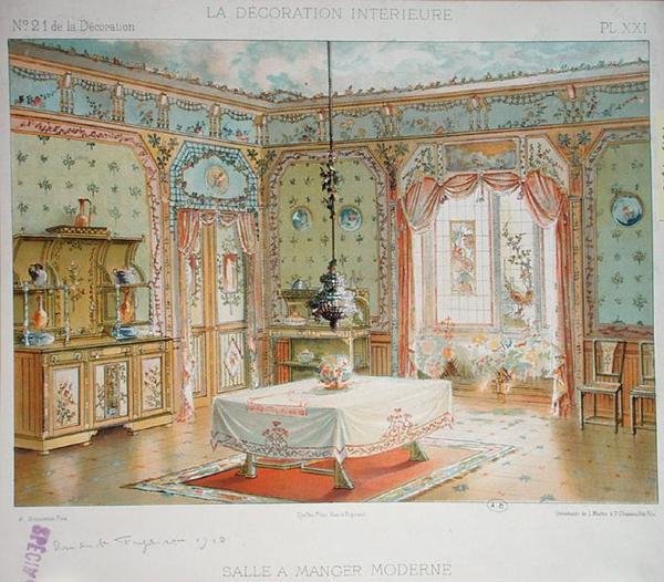 Modern étkező, 1905 körül (színes litó) alkotó: Adrien (after) Simoneton