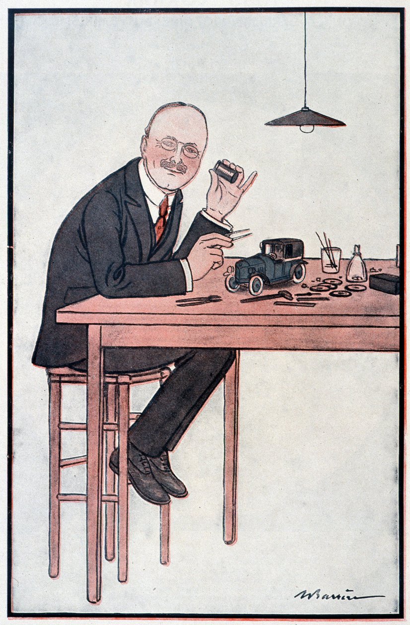 André Citroen, a francia „Ford” – Adrien Barrere (1877-1931) illusztrációja a „Fantasio” című művében, 1922.10.01. alkotó: Adrien Barrere