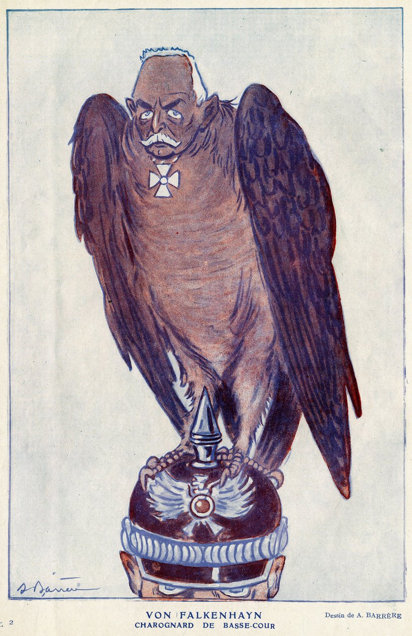 Erich von Falkenhayn (1861-1922) német tábornok (Charognard alsó udvar) rajzfilmje a „Fantasio” című filmben 1916 - Illusztráció: Adrien Barrere (1877-1931) alkotó: Adrien Barrere