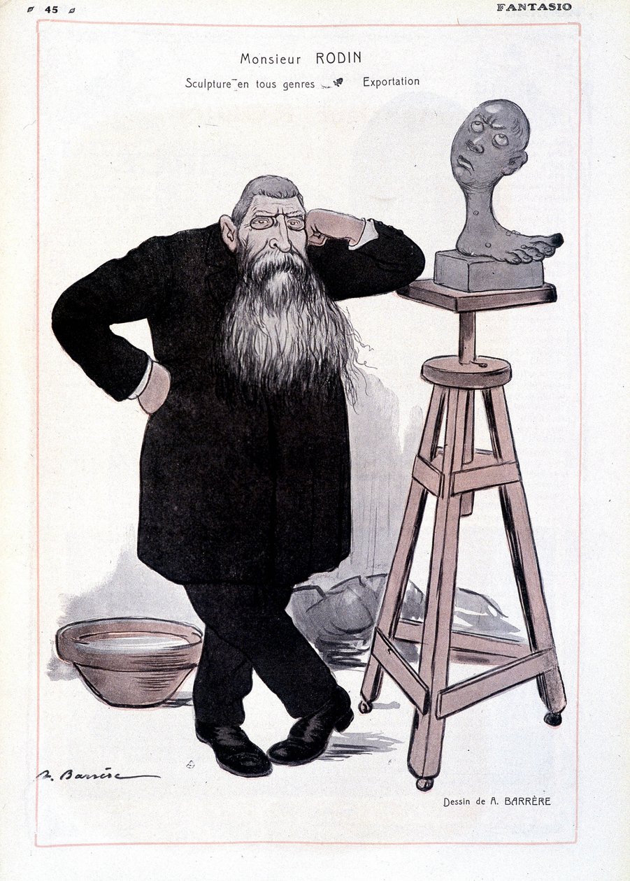 Auguste Rodin szobrász rajzfilmje a „Fantasio” műhelyében. alkotó: Adrien Barrere