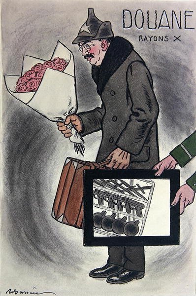 Karikatúra a szovjet franciaországi nagykövetről, Valerian Devgalevskyről, a „Fantasio” francia folyóiratból, c. 1924 (színes litó) alkotó: Adrien Barrere