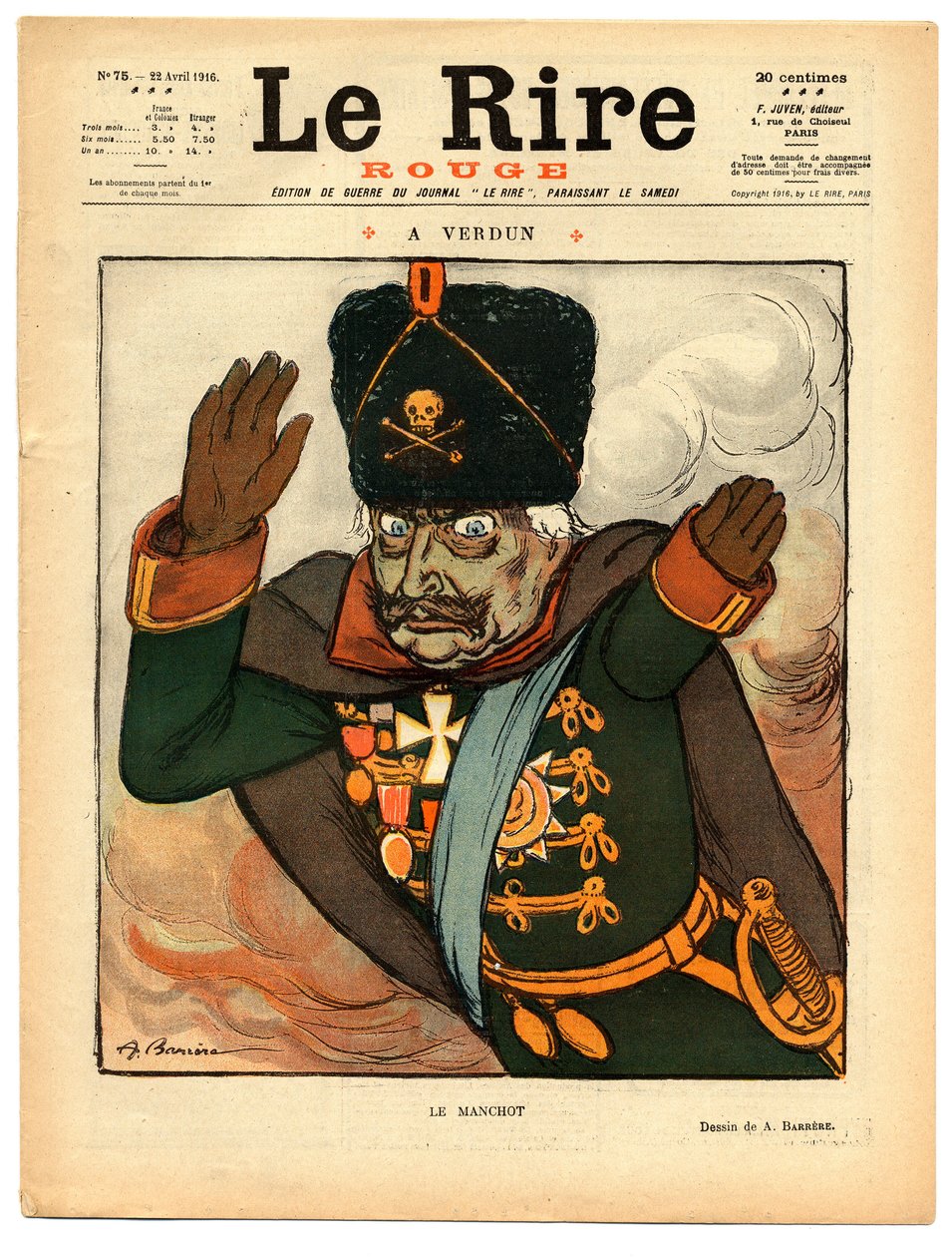 A „The Red Laughter” címlapja, színekben szatirikus alkotó: Adrien Barrere