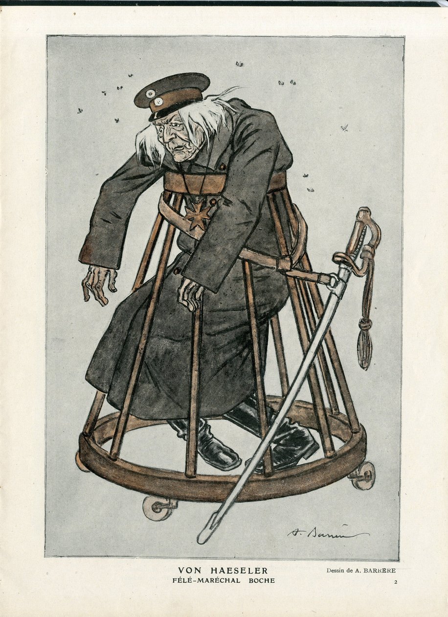 Fantasio, kb. 1916_6_1 - A Barrere (1874-1931) illusztrációja: 14-18-as háború, Németország Poroszország, Igazoló dátumok - Von Haesler - Senilisation alkotó: Adrien Barrere