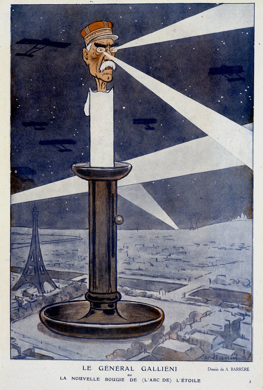 Gallieni tábornok vagy az új gyertya (az orráról) a csillag. In Fantasio 1915.01.12. A. Barrère rajza. alkotó: Adrien Barrere