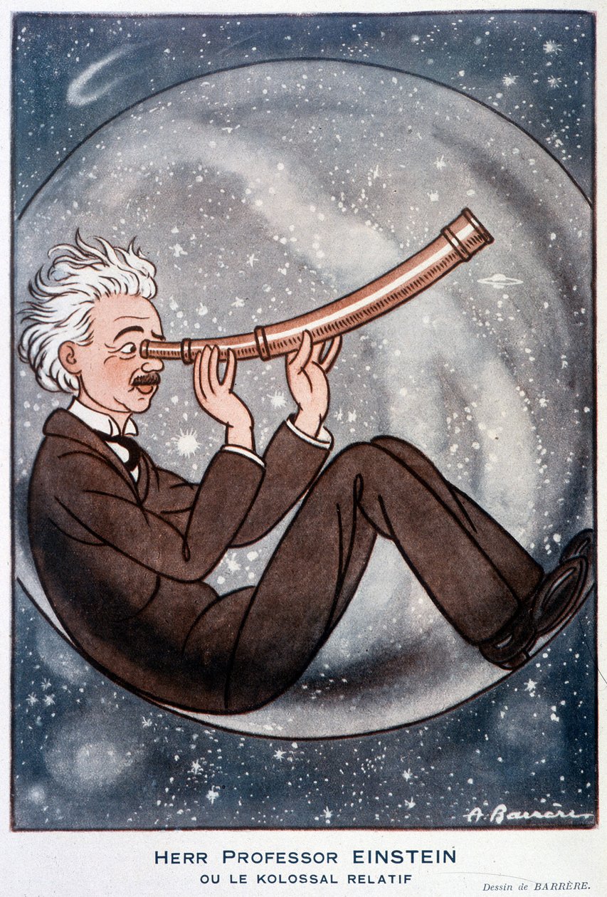 Herr professzor Einstein vagy a rokon Kolossal - Illusztráció: Adrien Barrere (1877-1931) a „Fantasio” című könyvben, 1931.03.01. alkotó: Adrien Barrere