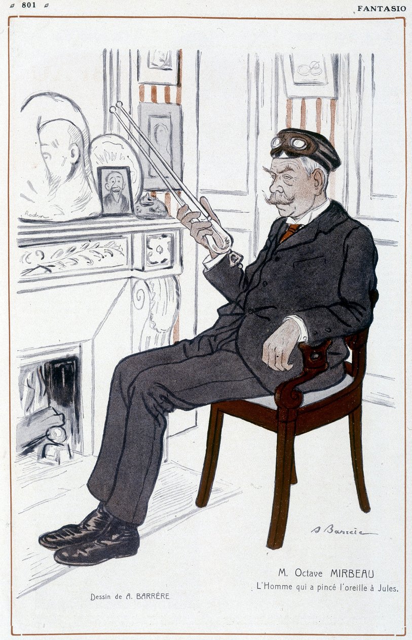 Humoros rajz Octave Mirbeau-ról Barrère-től - a „” Fantasio” című filmben, 1908.04.01. alkotó: Adrien Barrere
