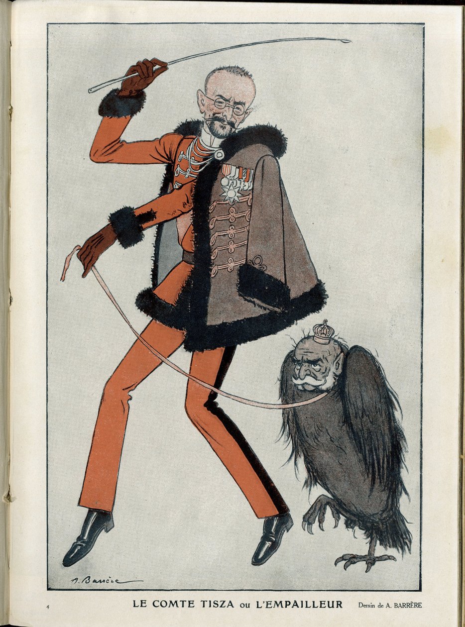 A Barrere (1874-1931) illusztrációja a „” Fantasio” című filmben”, 01.04.15 - Tisza gróf vagy a Stuffer - 14-18-as háború, Ausztria, Magyarország - Sas, Francois-Joseph 1. Ausztria, Tisza István - Élénkség alkotó: Adrien Barrere