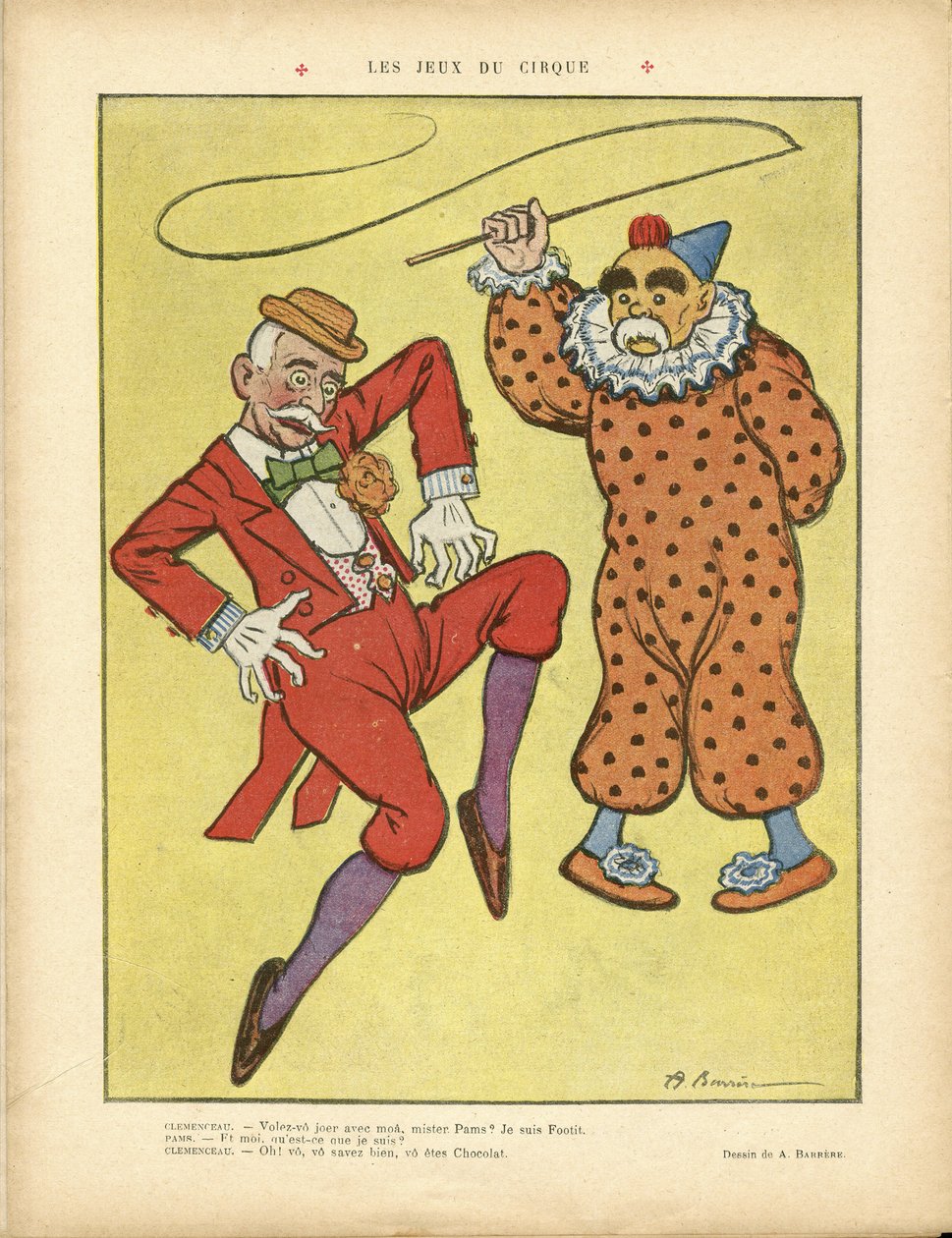 Illusztráció: A Barrere (1874-1931) in Le Rire, 22.02.13 - Cirkuszjátékok - Clemenceau George, Pams Jules (1852-1930), Cirkusz, karnevál/játék/cirkusz alkotó: Adrien Barrere