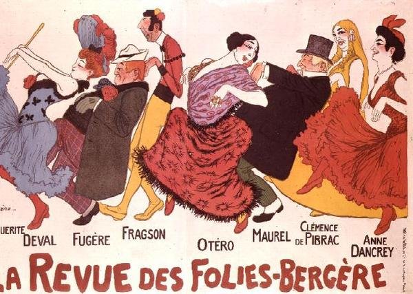 La Revue des Folies-Bergere (színes litho) alkotó: Adrien Barrere