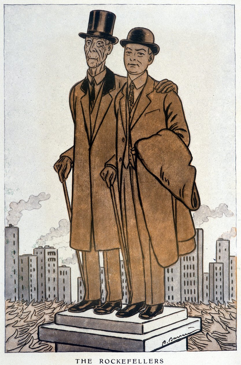 Les Rockefellers, idősebb és ifjabb, amerikai cresus - Illusztráció: Adrien Barrere (1877-1931) a "" Fantasio" című filmben, 1930.03.01. alkotó: Adrien Barrere