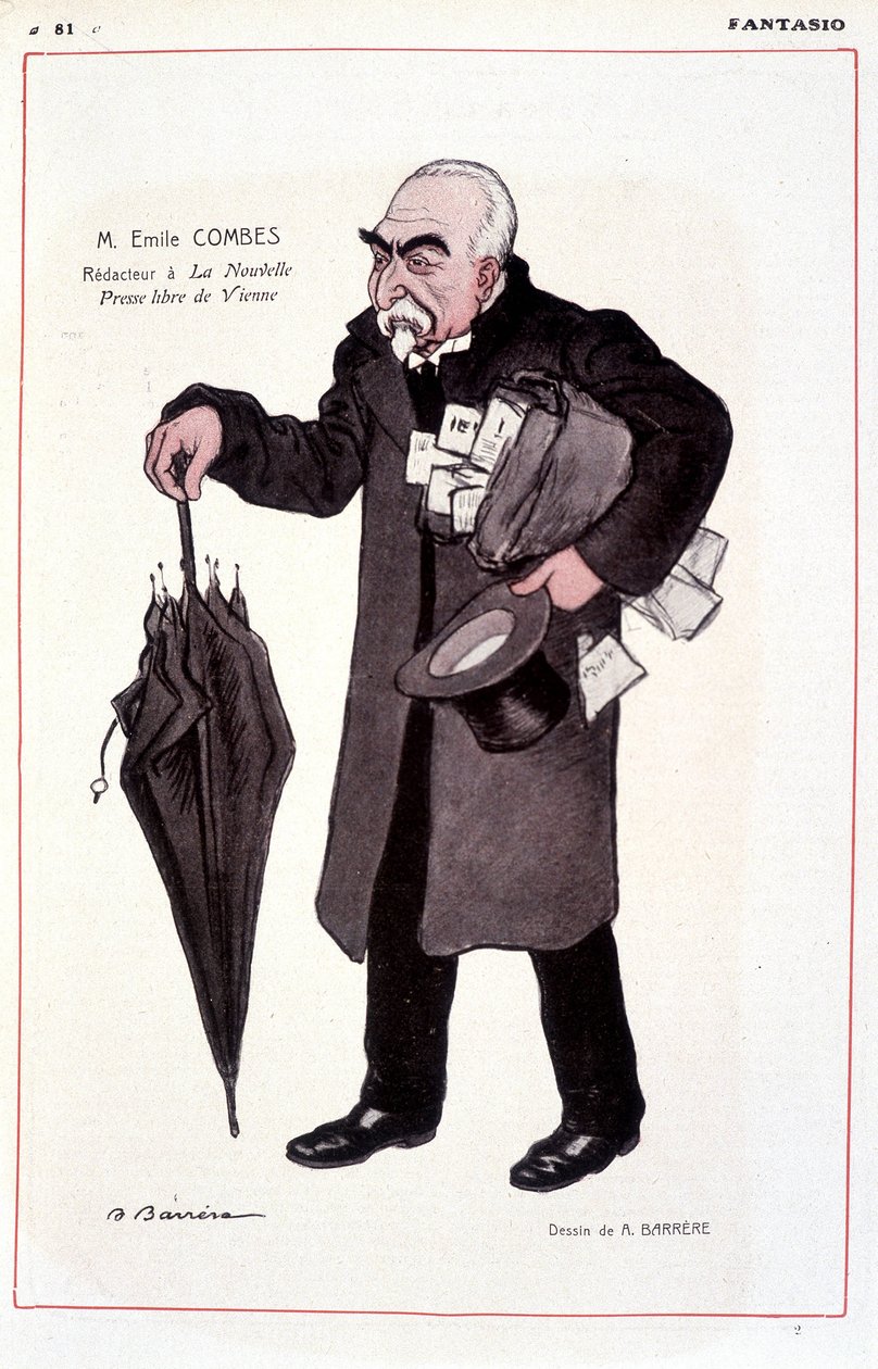 Emile Combes francia politikus (1835-1921), La Nouvelle Presse libre de Vienne reaktorának portréja - Illusztráció: Adrien Barrere (1877-1931) In Fantasio 1907.01.03. alkotó: Adrien Barrere