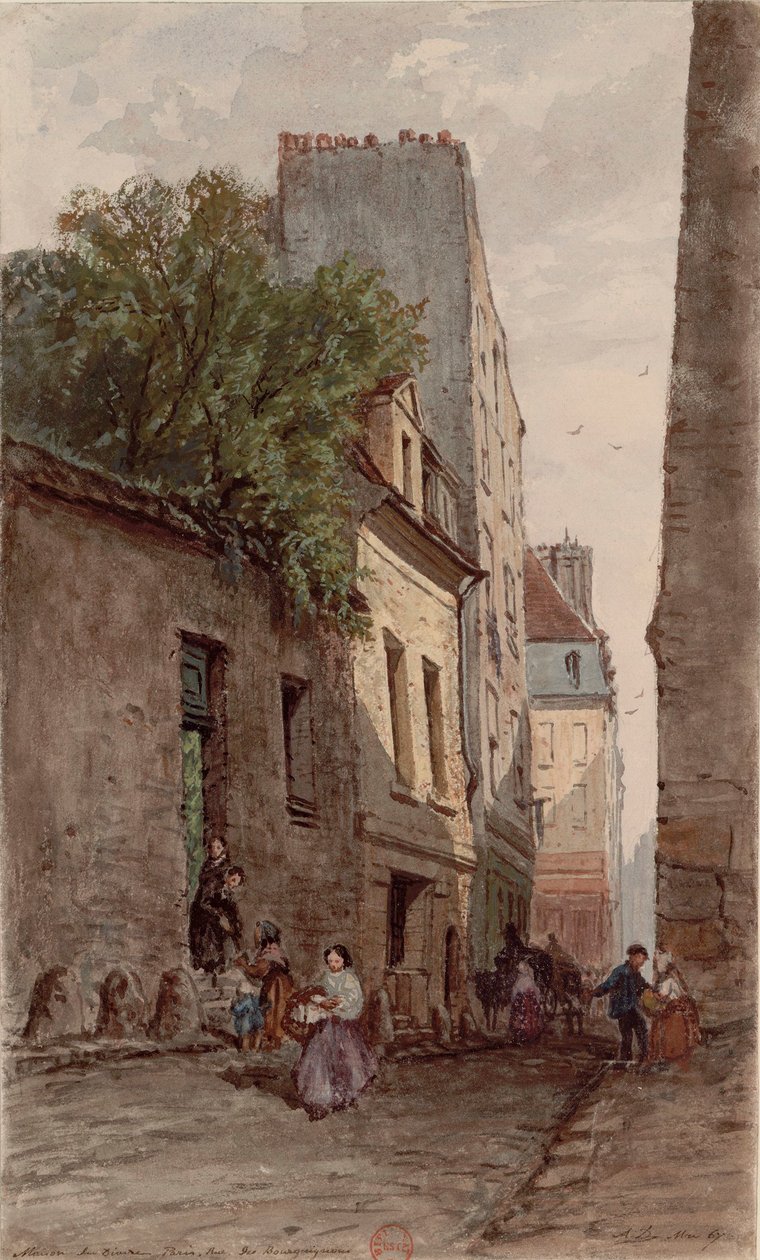 François de Pâris diakónus háza (1690-1727), Párizs, rue des Bourguignons (ma Boulevard de Port-Royal). Dauzats Adrien (1804-1868) rajza alkotó: Adrien Dauzats