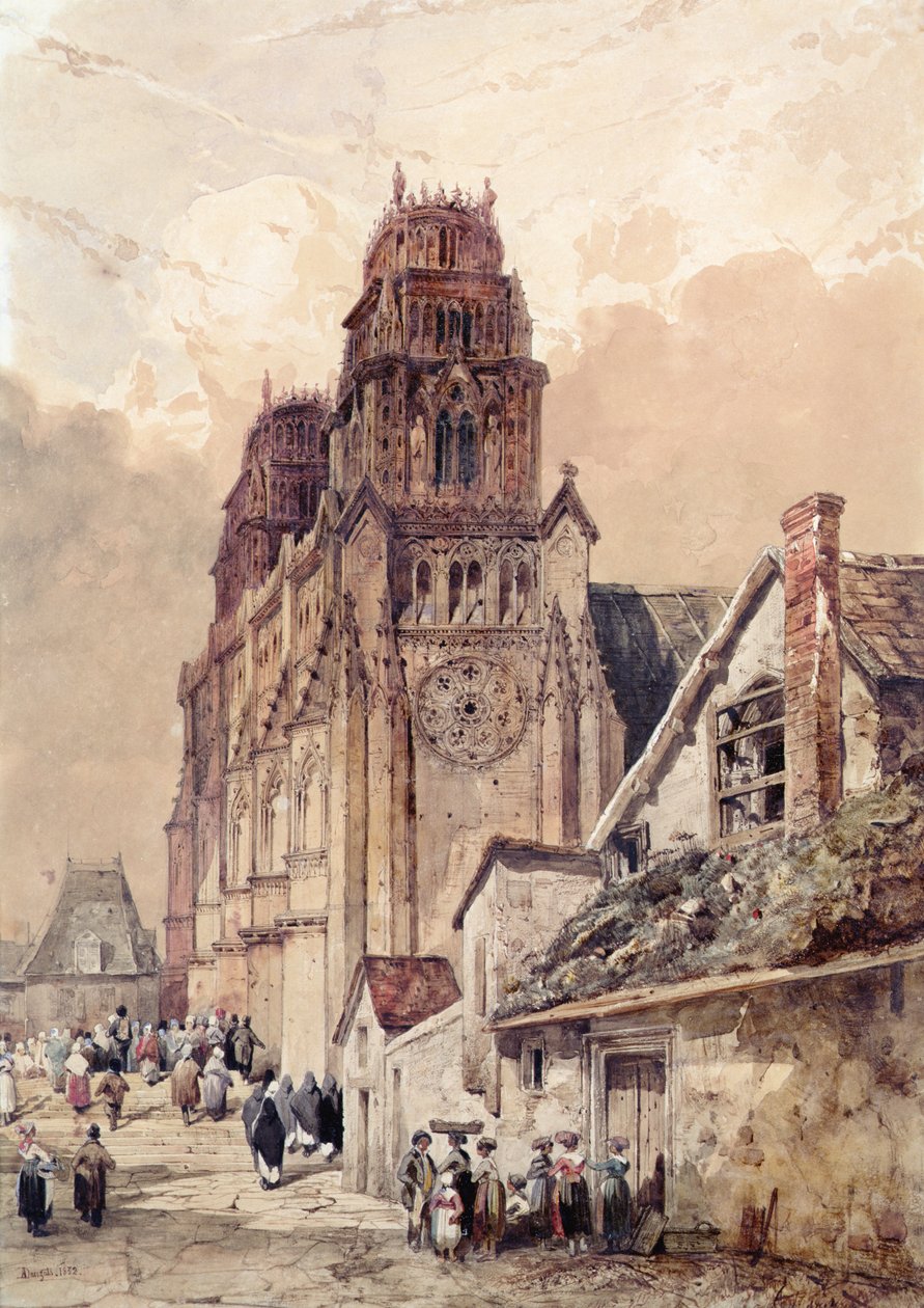 Orléans-i katedrális, 1832 (wc papíron) alkotó: Adrien Dauzats