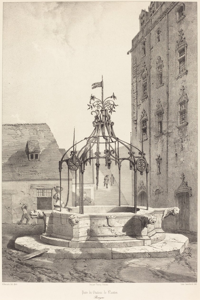 A Chateau de Nantes kútja, Bretagne alkotó: Adrien Dauzats after Léon Gaucherel