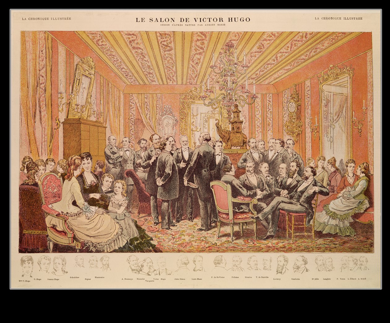 Victor Hugo szalonja (1802-85) 21 rue de Clichy, illusztráció a „La Chronique Illustree”-ből alkotó: Adrien Emmanuel Marie