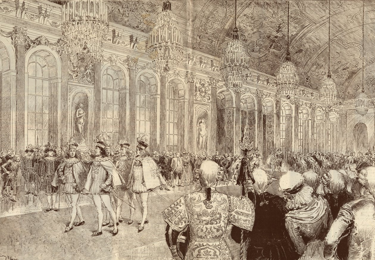 A Szentlélek (Szentlélek) Lovagrend körmenete a versailles-i vár jégcsarnokában 1789. pünkösd napján Adrien Marie rajza 1889-ből. alkotó: Adrien Emmanuel Marie