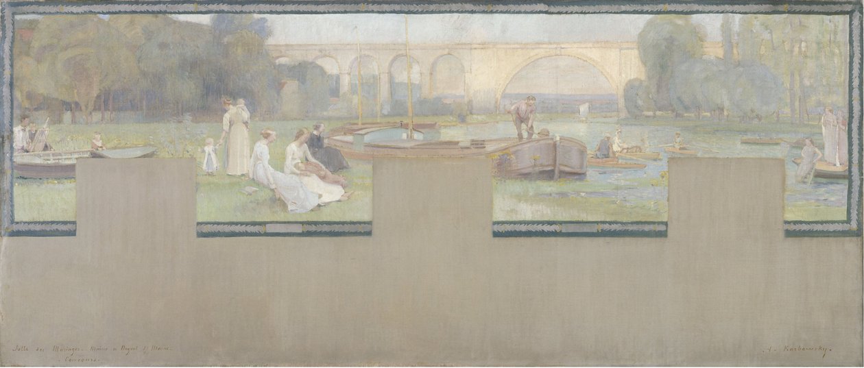 A nogent-sur-marne-i városháza vázlata: Le repos - la navigation, 1889 tavasza (olaj, vászon) alkotó: Adrien Karbowsky
