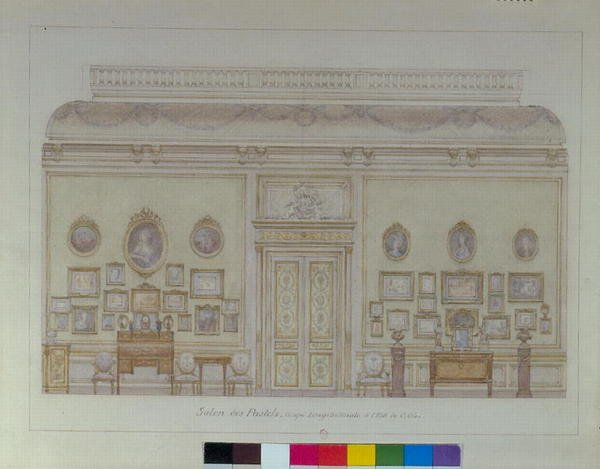 A Salon des Pastels Jacques Doucet lakásában (akvarell papíron) alkotó: Adrien Karbowsky