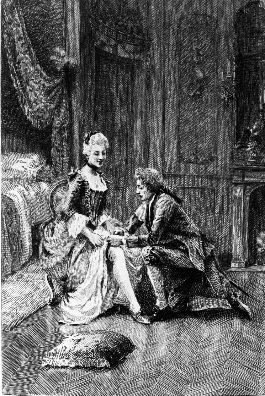 Adrien Moreau (1843-1906) metszete, amely Francois Marie Arouet dit Voltaire (1694-1778) „” Candide”-ját illusztrálja. alkotó: Adrien Moreau