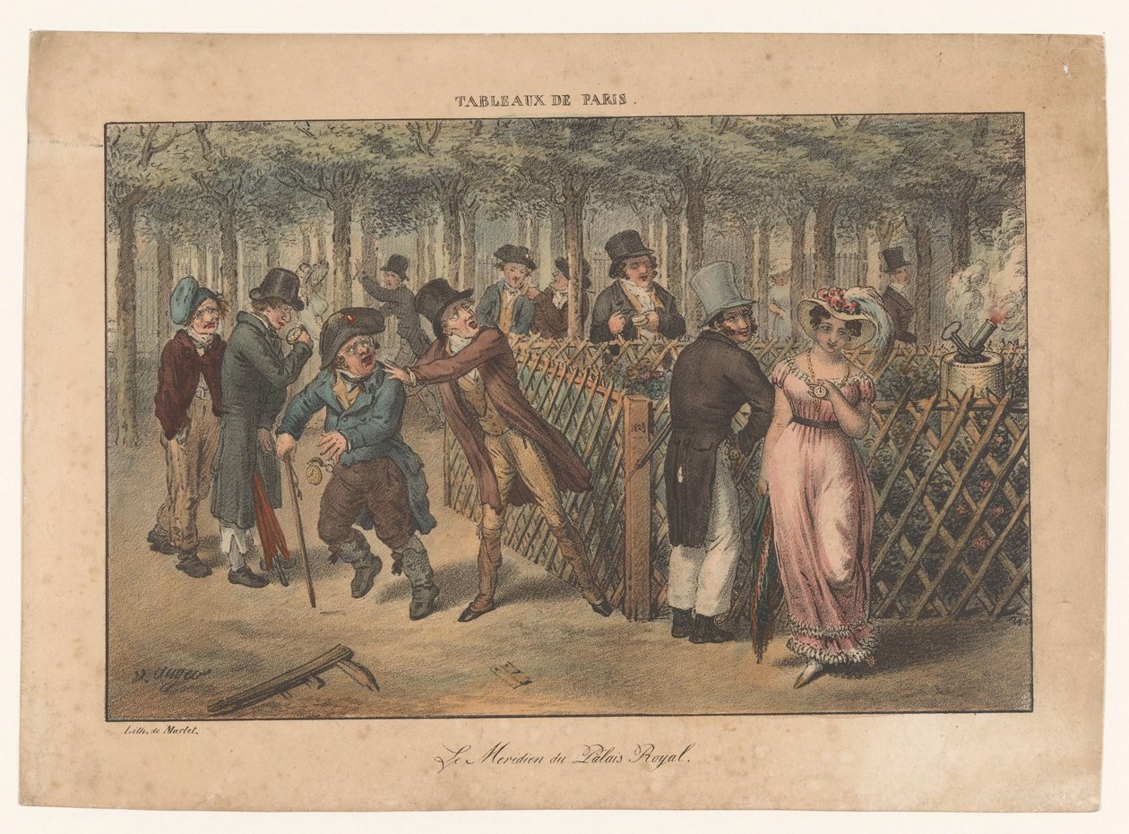 A Palais-Royal napórája Le Meridien du Palais Royal Párizsi jelenetek (sorozat címe) Tableaux de Paris (sorozat címe az objektumon) alkotó: Adrien Victor Auger