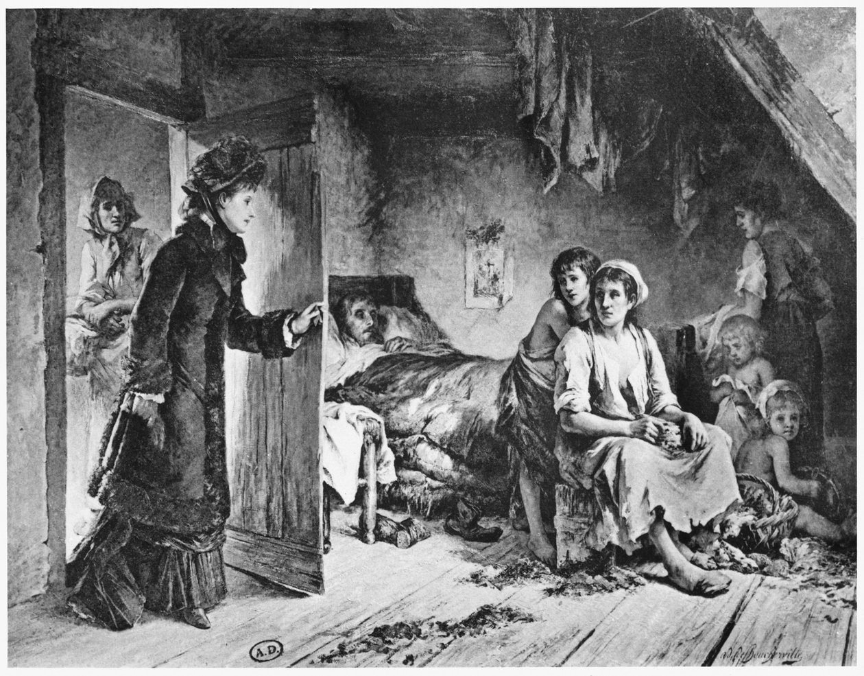 A Szegények Házában, 1880 körül (bw fotó) alkotó: Adrien de Boucherville