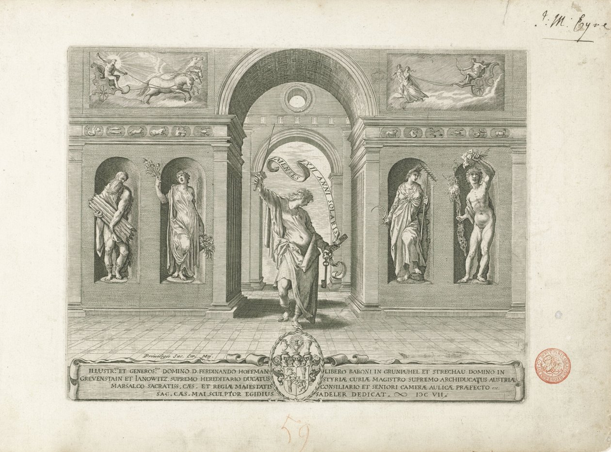 Janus és a négy évszak A tizenkét hónapról szóló sorozat címnyomata A tizenkét hónap (sorozat címe) alkotó: Egidius  Sadeler (II)