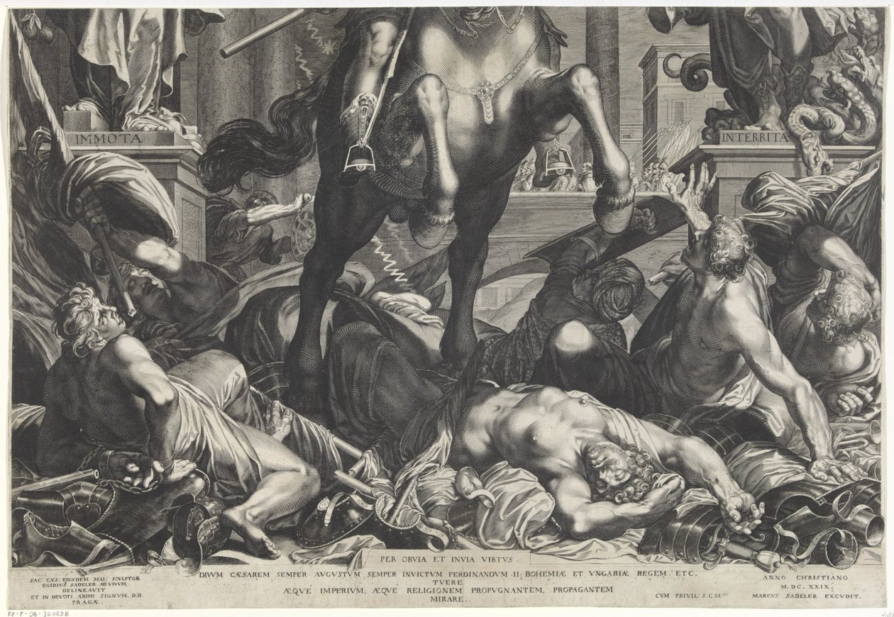 Ferdinánd császár lovon (alsó levél) alkotó: Egidius  Sadeler (II)