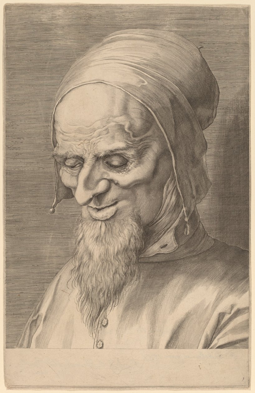Szakállas és sapkás apostol feje alkotó: Aegidius Sadeler II