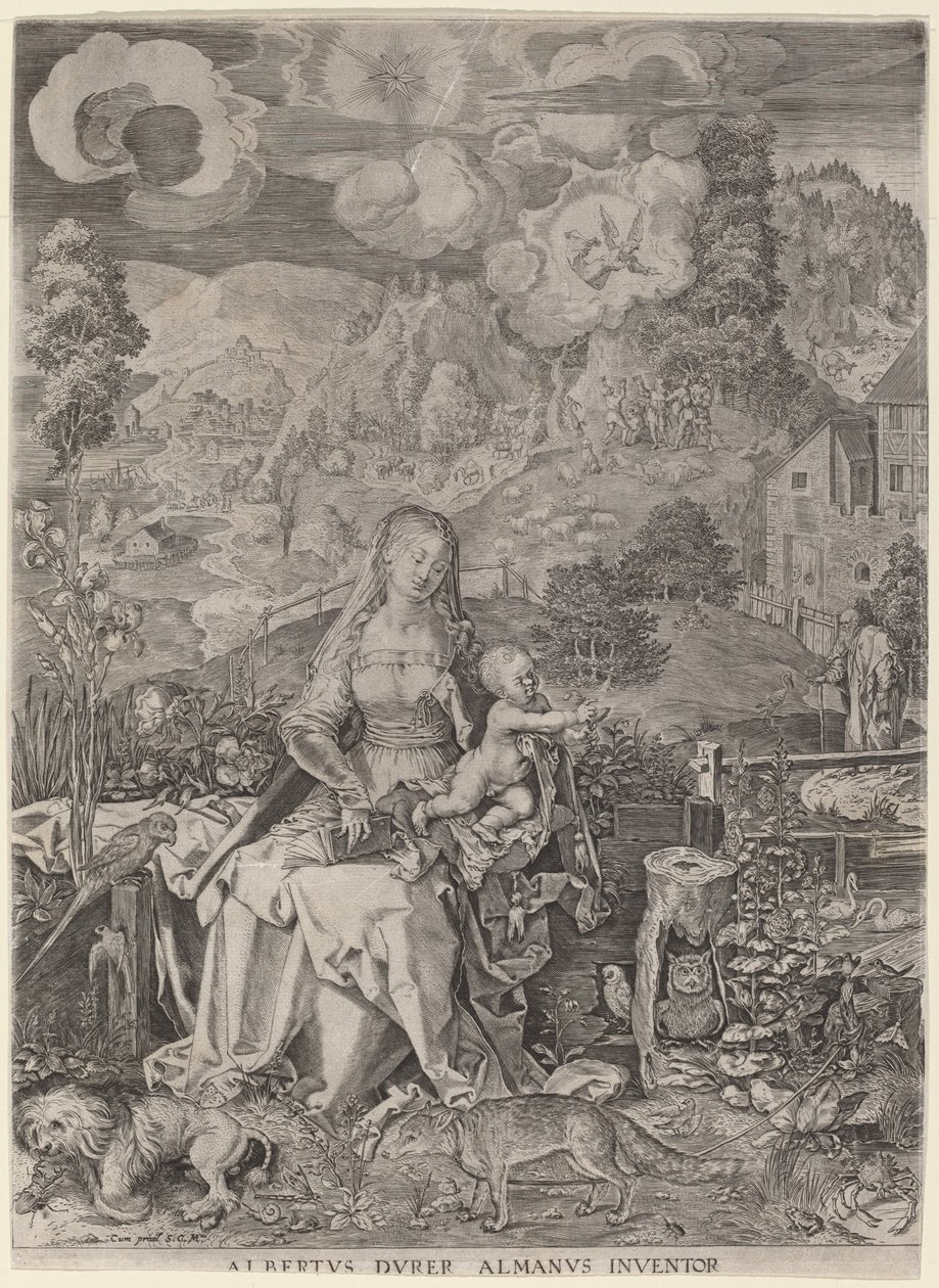 Szűz és gyermek egy tájban alkotó: Aegidius Sadeler II after Albrecht Dürer