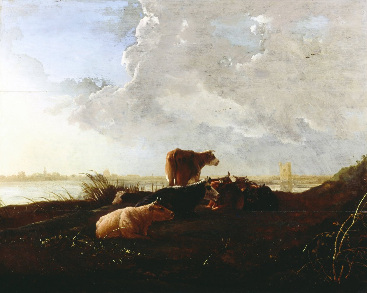 Szarvasmarha a folyó közelében alkotó: Aelbert Cuyp
