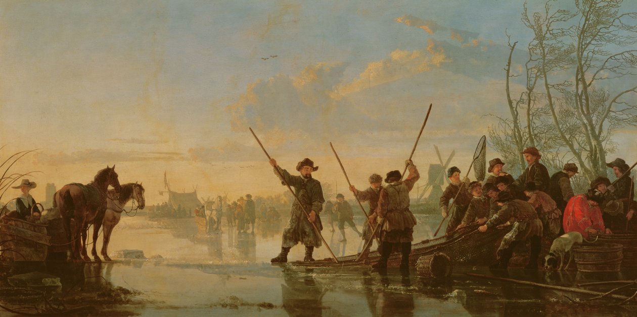 Korcsolyázó jelenet a Maason Dordrechtnél, 1655-60 körül (tábla) alkotó: Aelbert Cuyp