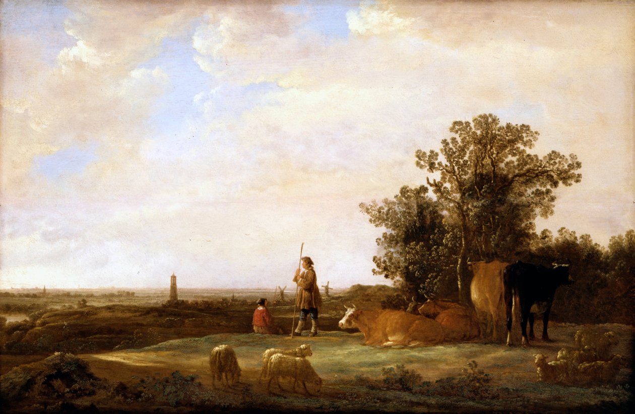 Nézet egy síkságon alkotó: Aelbert Cuyp