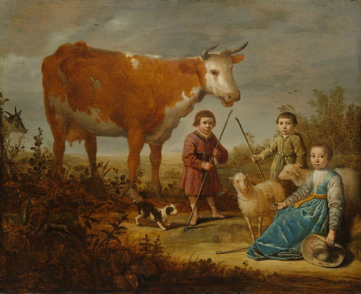 Gyermekek és egy tehén, 1635-39 alkotó: Aelbert Cuyp