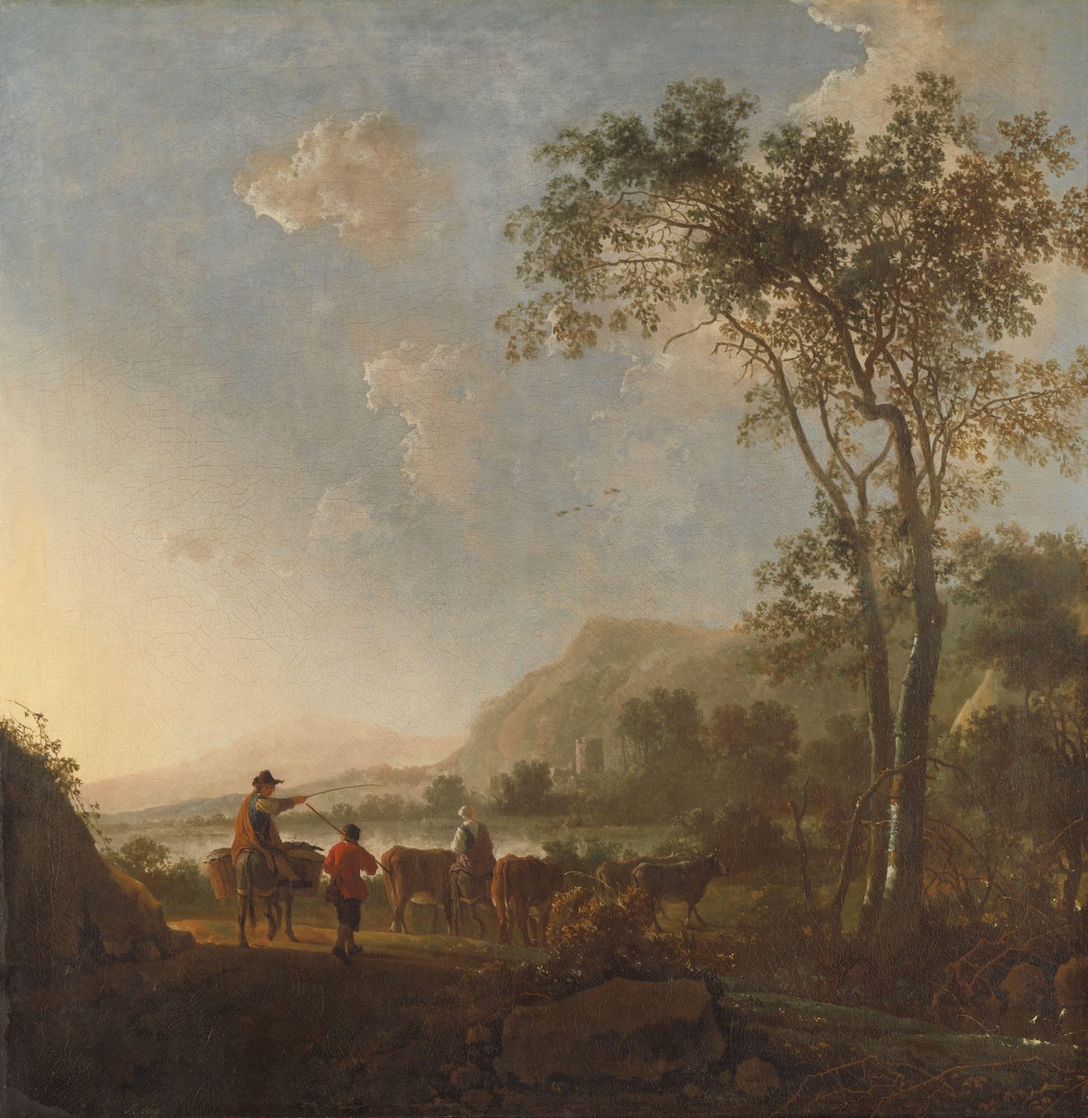 Táj pásztorokkal és szarvasmarhákkal alkotó: Aelbert Cuyp (follower of)