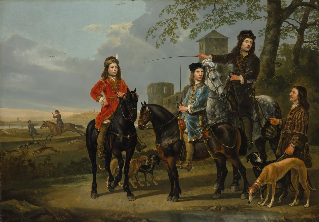 Cornelis 1639-1680 és Michiel Pompe van Meerdervoort lovas portréja..., kb. 1652-53. alkotó: Aelbert Cuyp