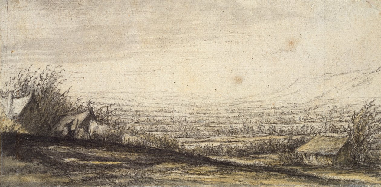 Kiterjedt táj kunyhóval és szarvasmarhával, 17. század vége alkotó: Aelbert Cuyp