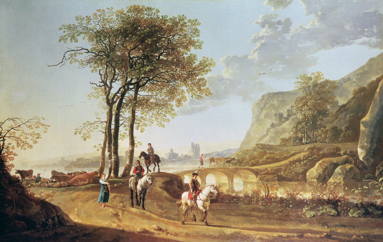 Kiterjedt folyó táj alkotó: Aelbert Cuyp