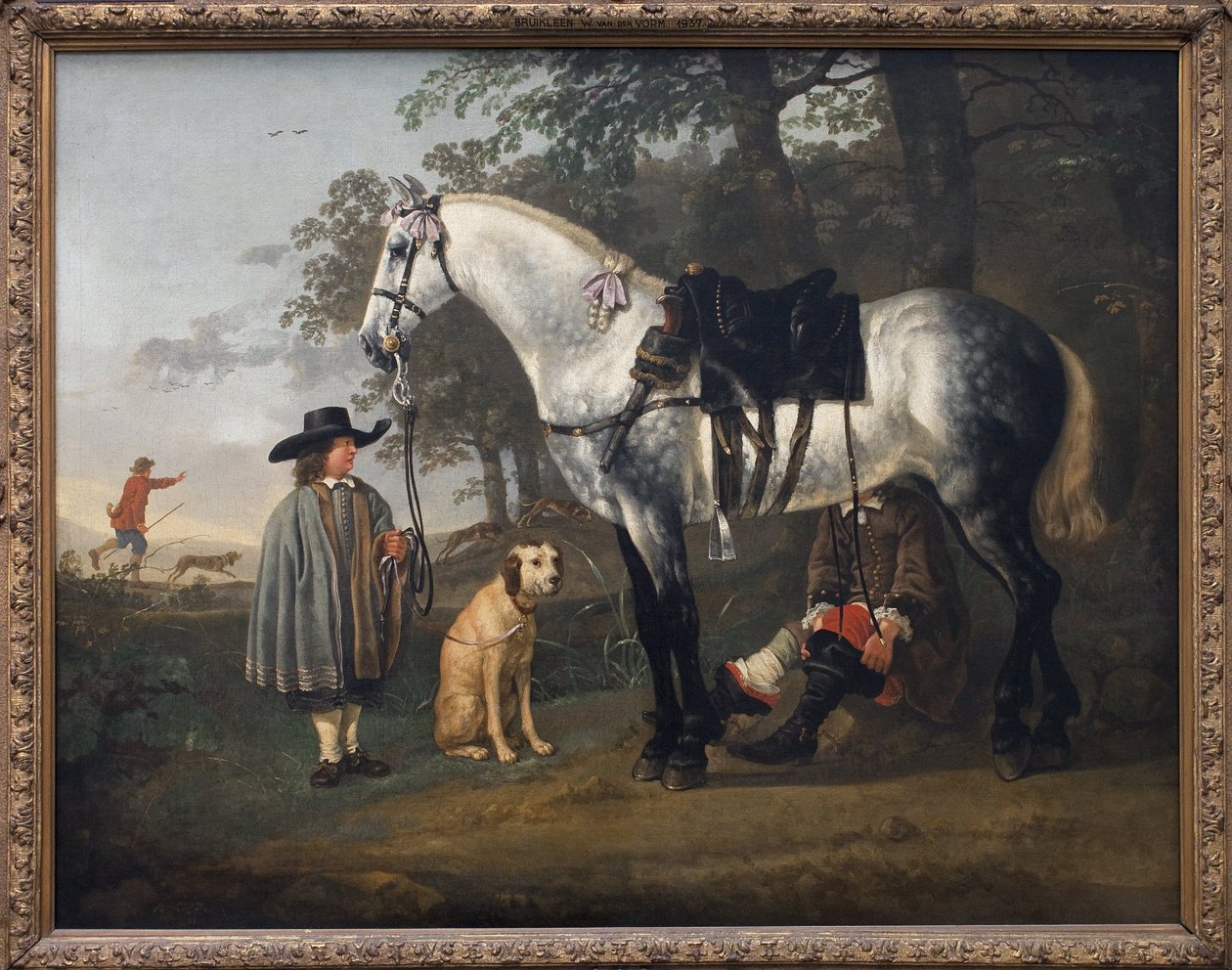 Szürke ló a tájban. Albert (Aelbert vagy Aelbrecht) Cuyp (1620-1691) festménye, olaj, vászon, 1650 körül. Holland művészet alkotó: Aelbert Cuyp