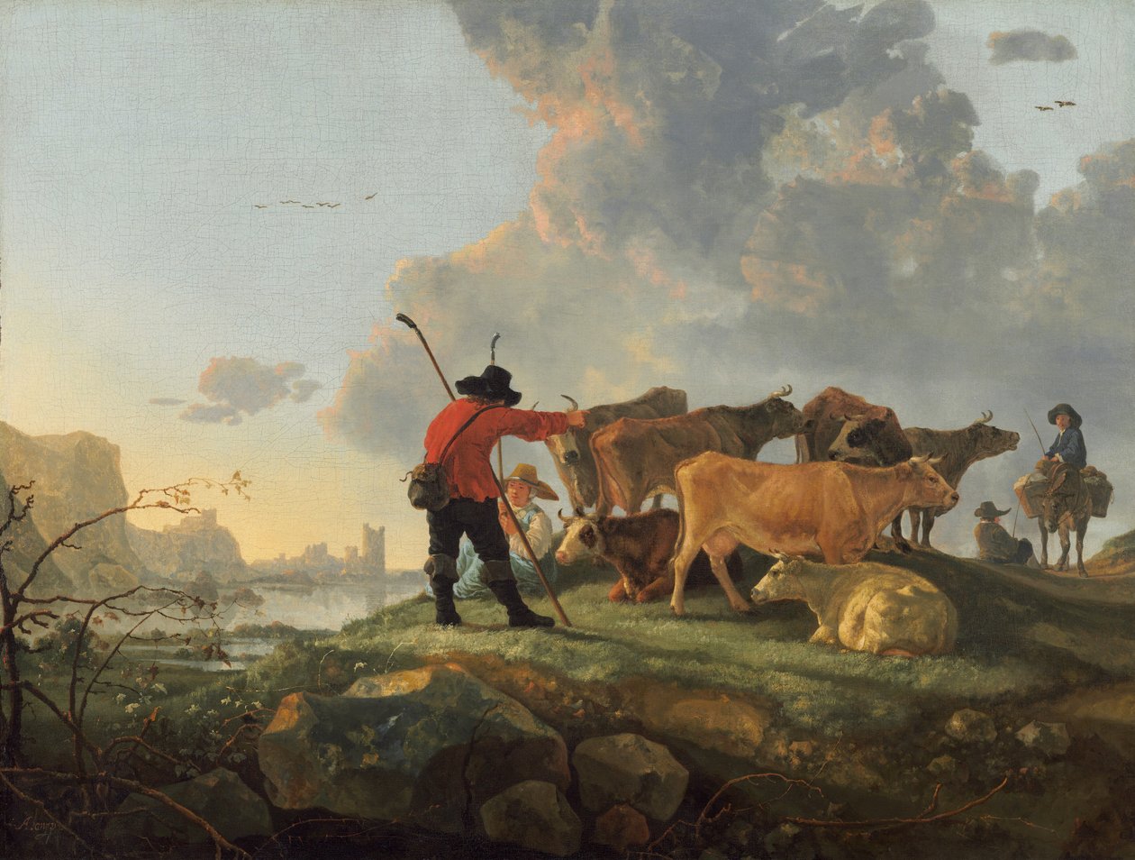 Szarvasmarhát gondozó pásztorok alkotó: Aelbert Cuyp