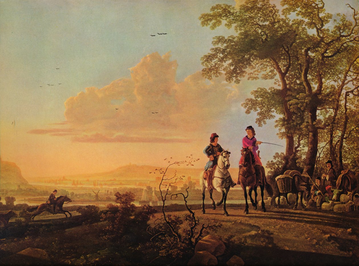 Lovasok és pásztorok marhával, 1655-1660 alkotó: Aelbert Cuyp