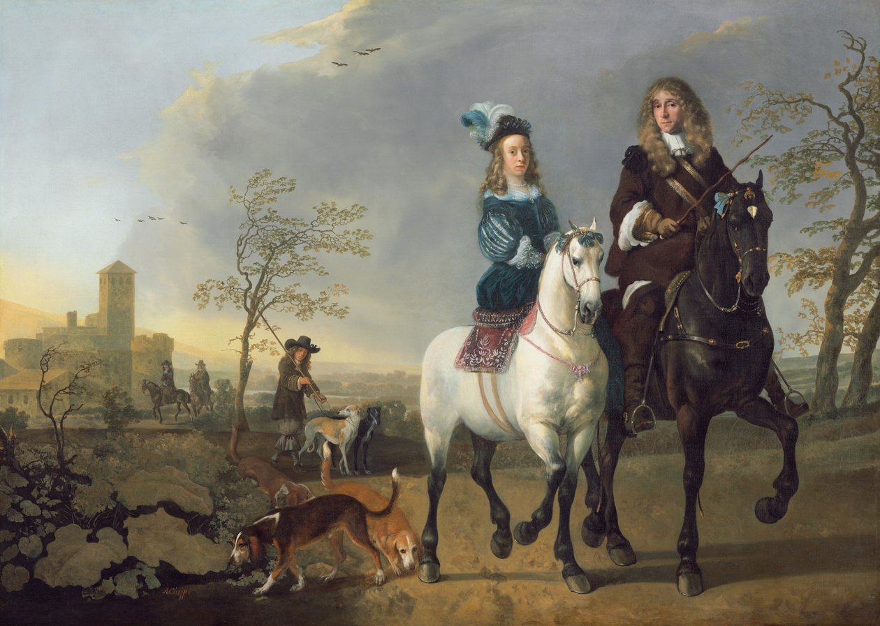 Hölgy és úriember lóháton, c. 1655, átdolgozva 16601665. alkotó: Aelbert Cuyp