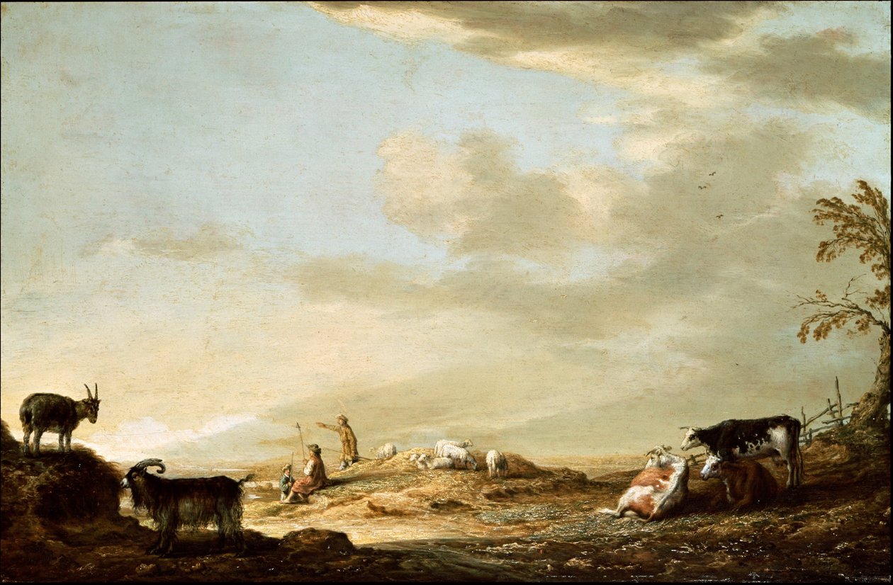 Tájkép szarvasmarhával és figurákkal alkotó: Aelbert Cuyp