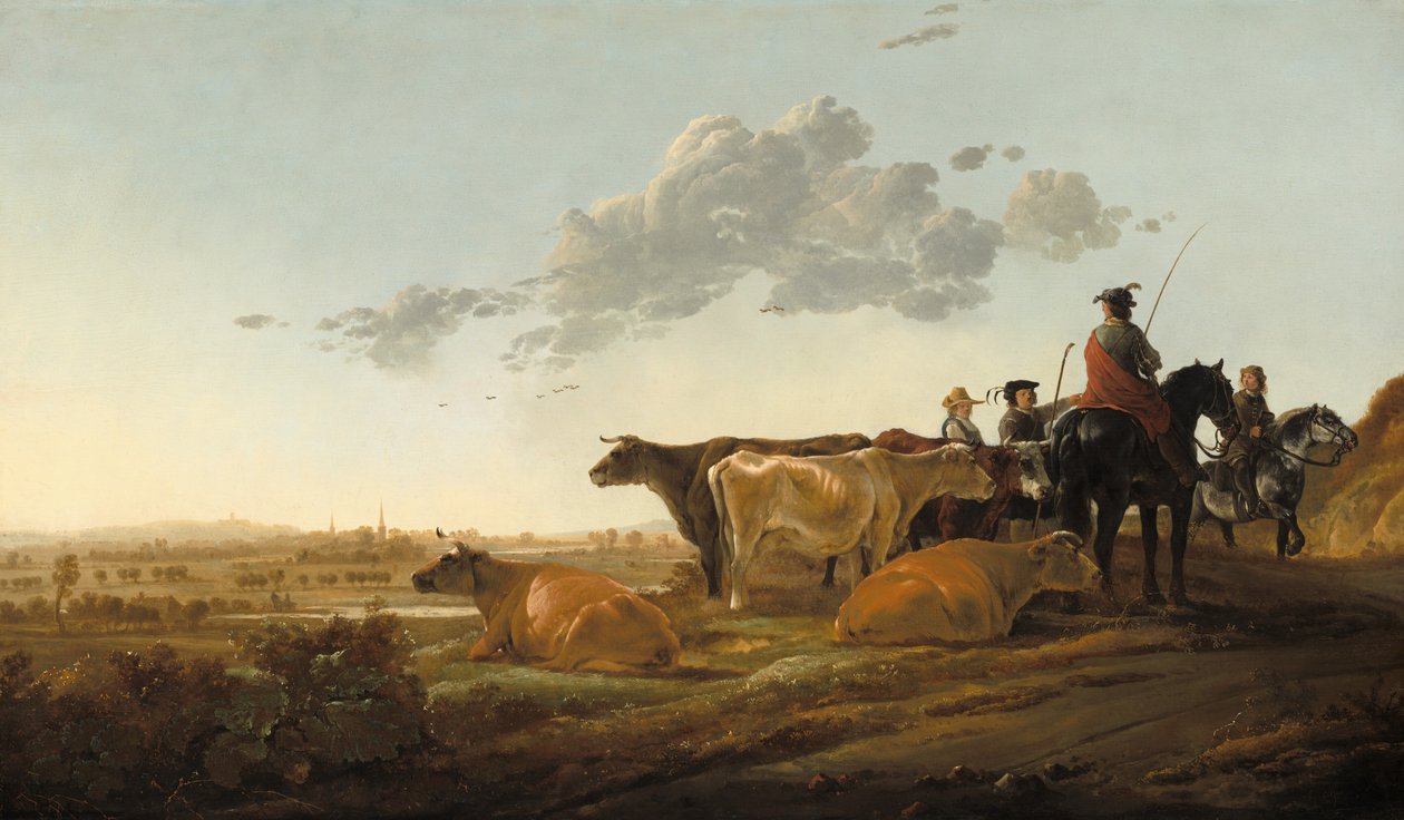 Táj pásztorokkal, 1650-es évek közepe. alkotó: Aelbert Cuyp
