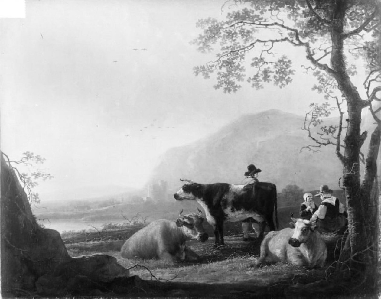 Táj három tehénnel és pásztorokkal alkotó: Aelbert Cuyp
