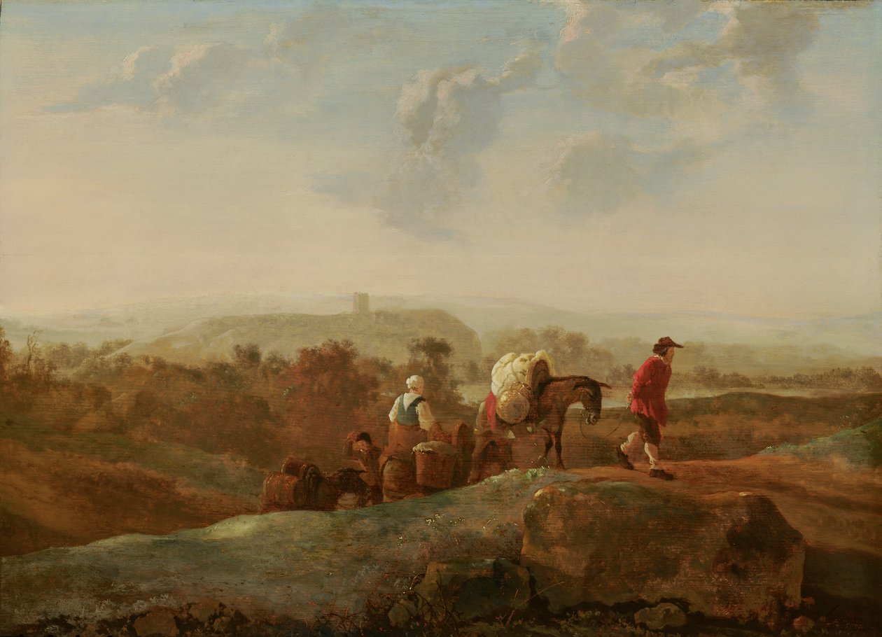 Vándorló parasztok egy déli tájban alkotó: Aelbert Cuyp