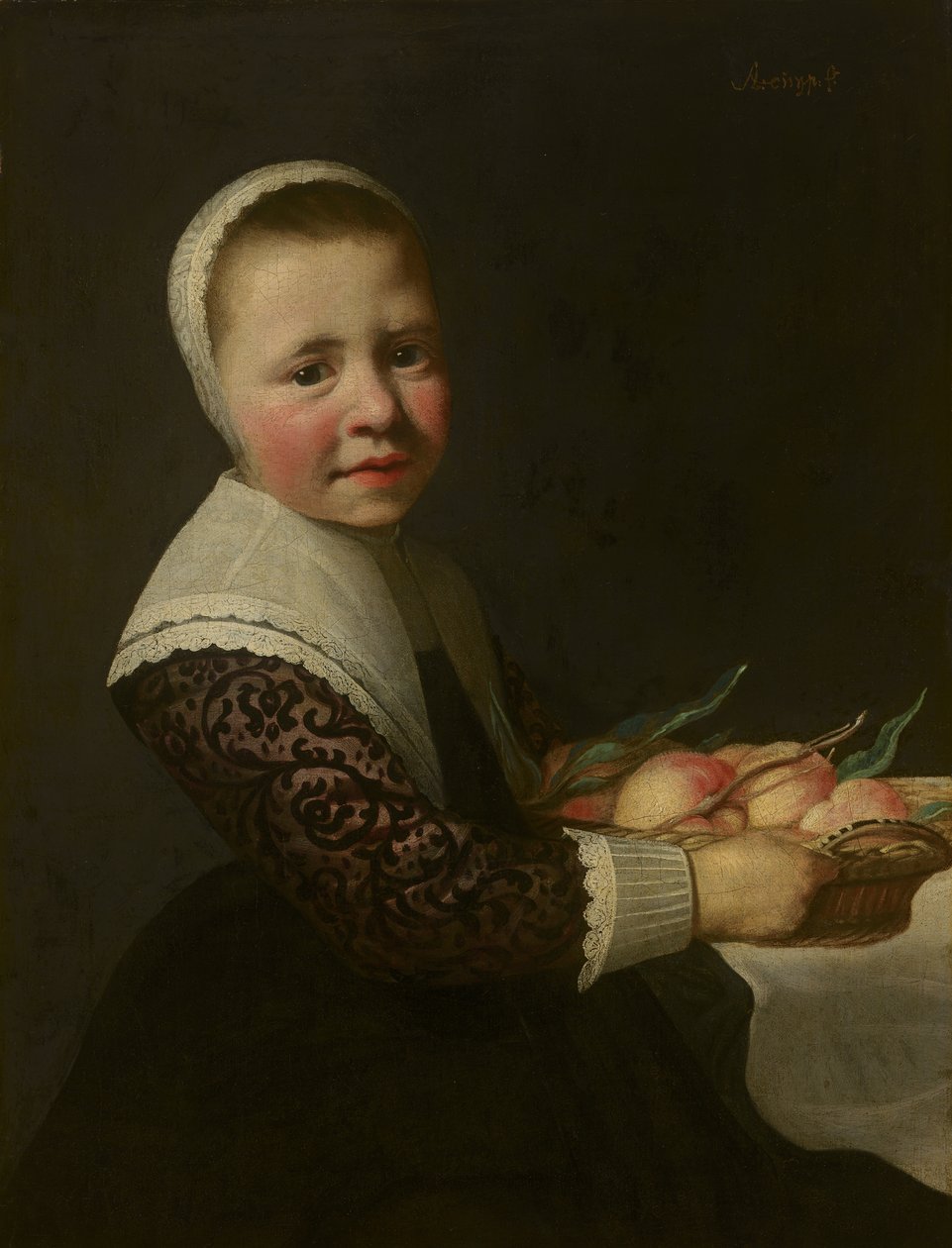 Portré egy lányról barackkal alkotó: Aelbert Cuyp
